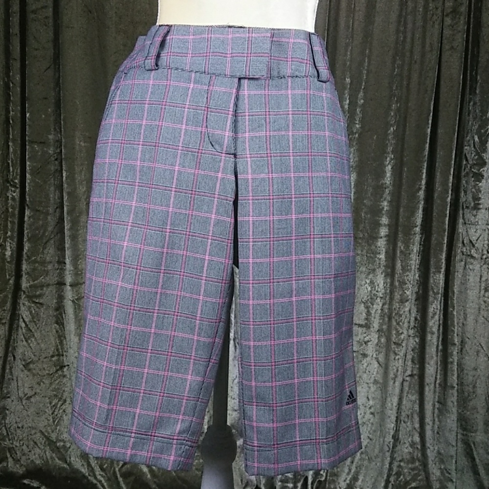 Size 8 Adidas Gray/Pink Plaid Shorts